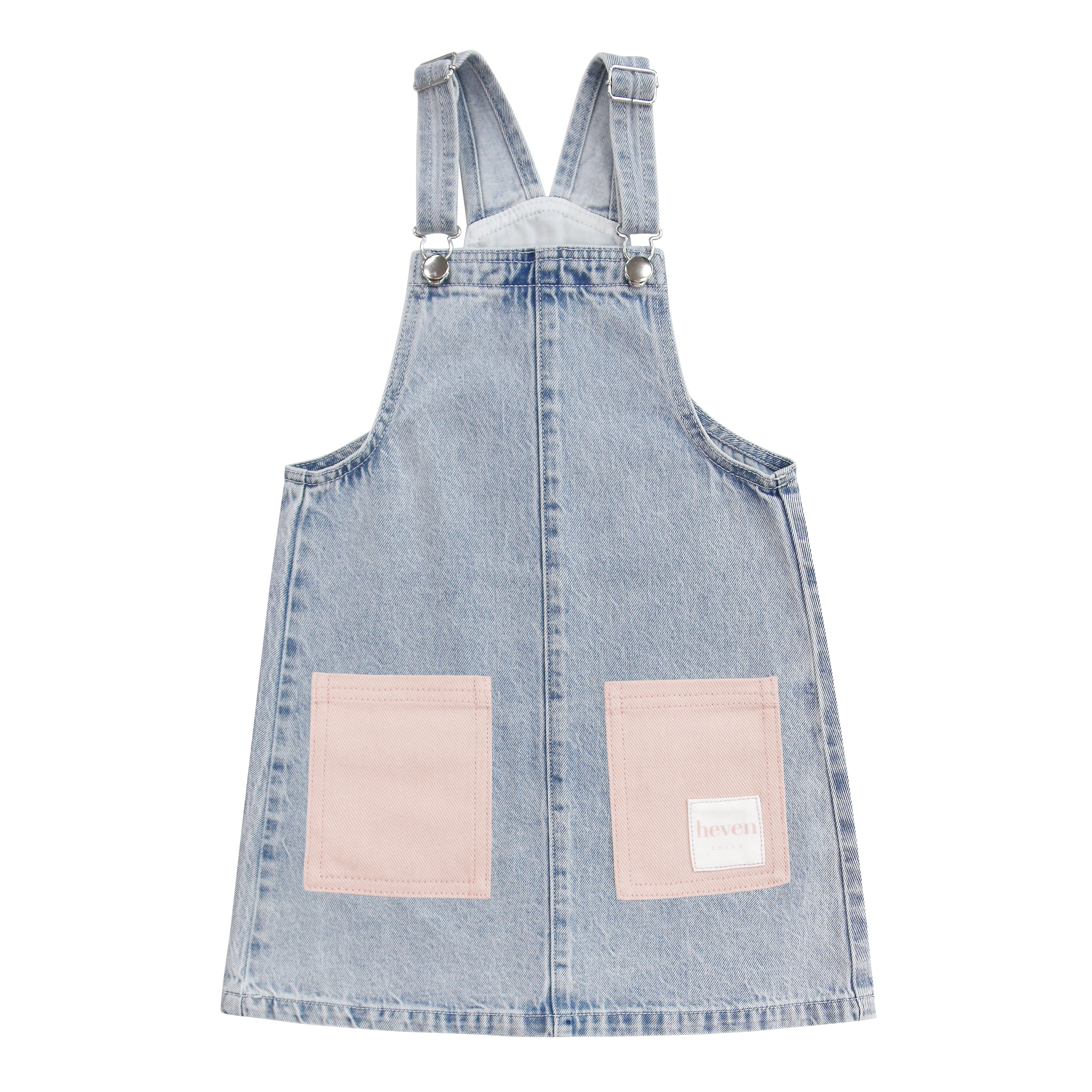 Girls Denim Pocket Jumper Pink.