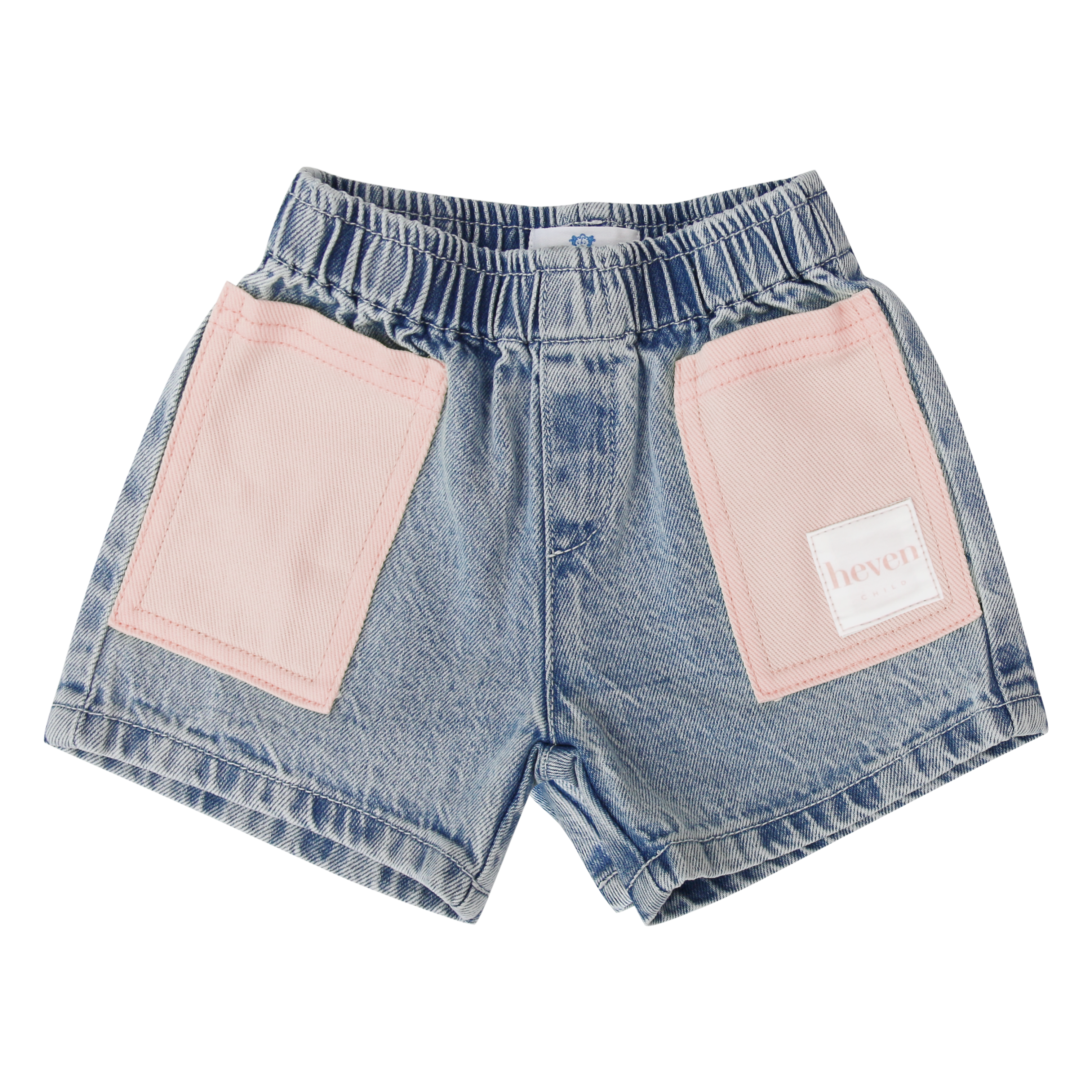 Kids Denim Utility Shorts Pink.