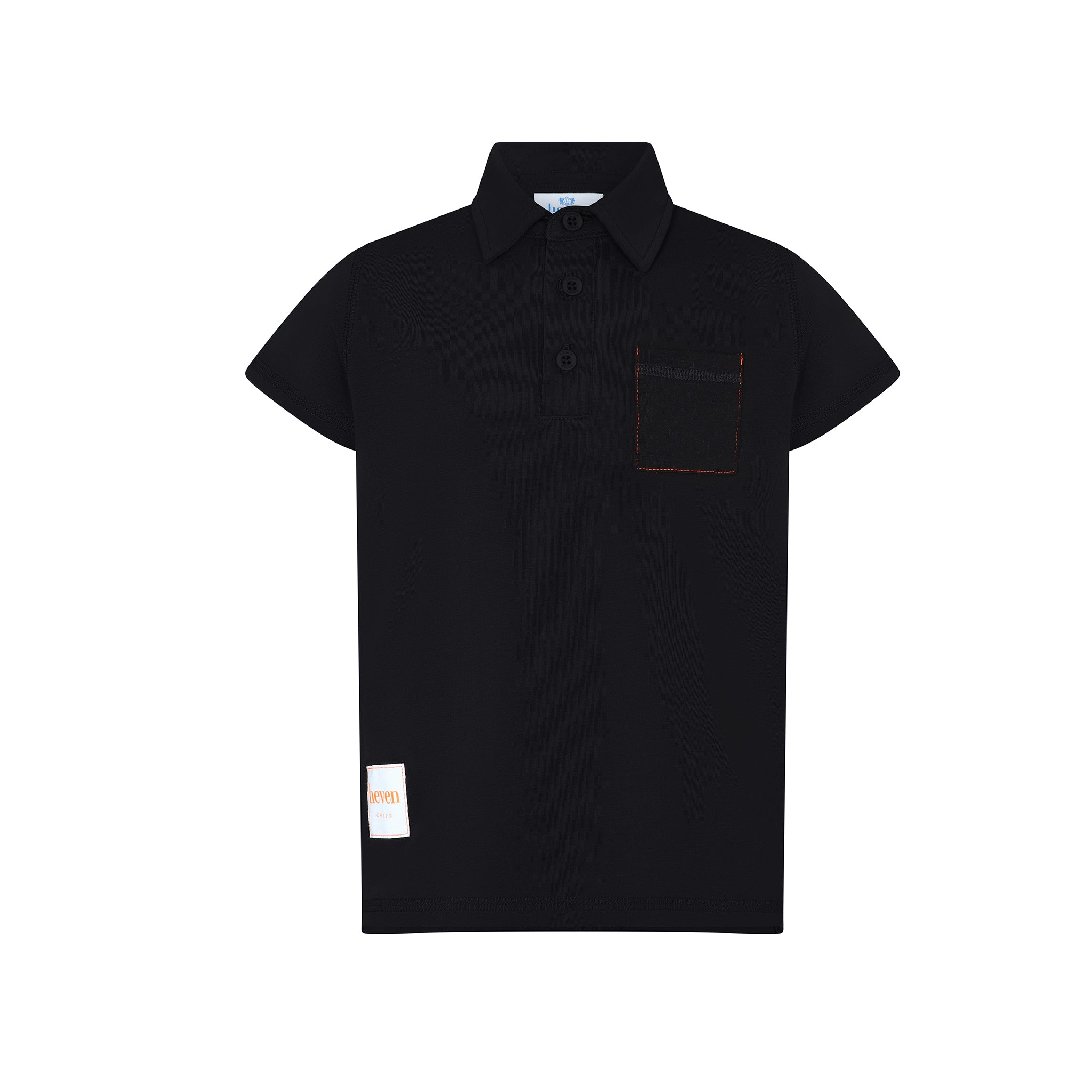 Heven Boys Short Sleeve Polo Black.