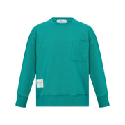 Teal sweatshirt with a pocket on a white background