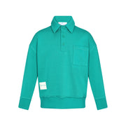 Teal sweatshirt with a collar on a white background