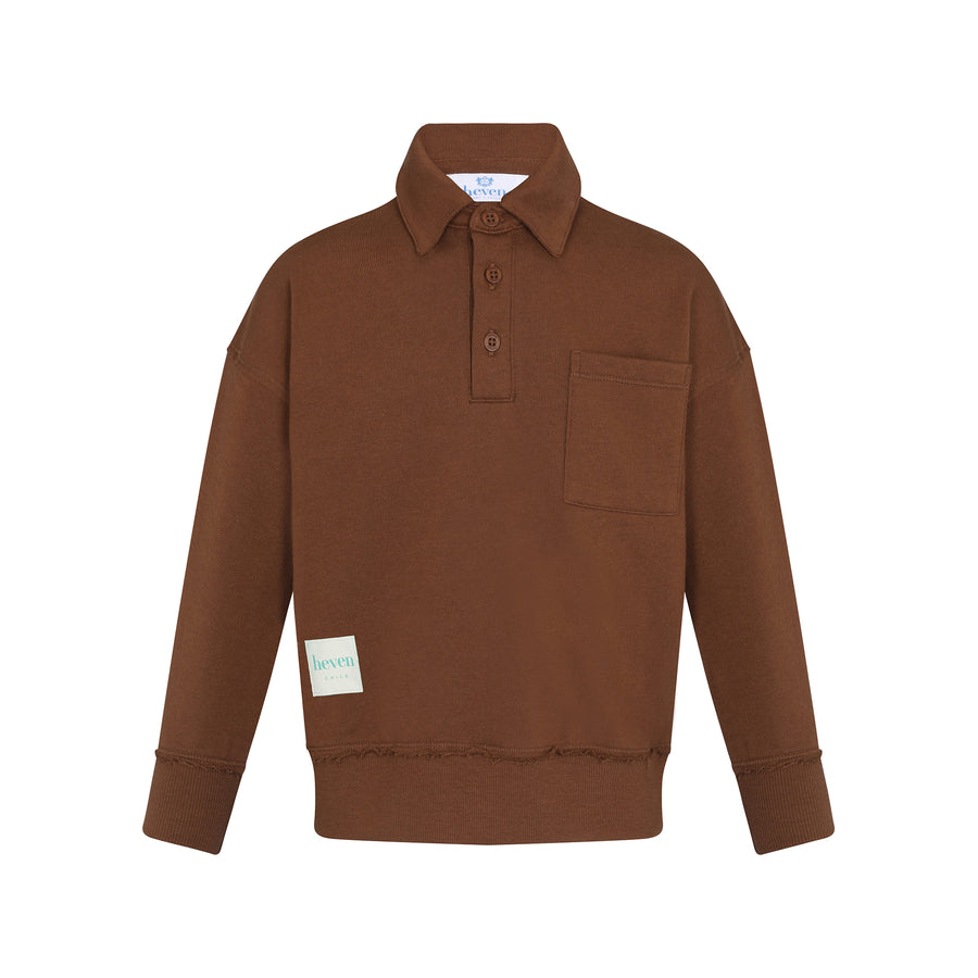 Brown pullover with collar on a white background