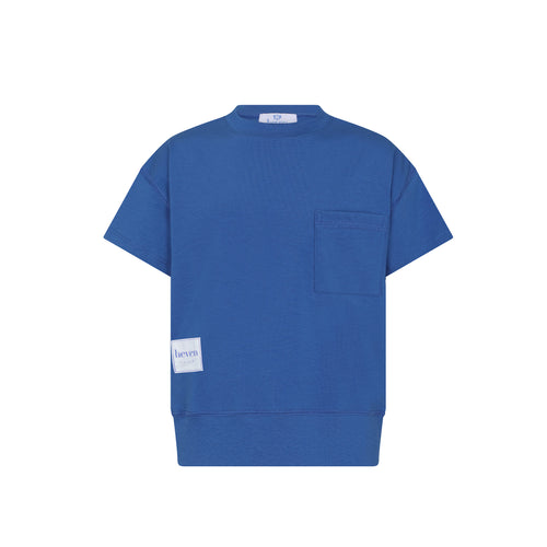 Blue t-shirt with a pocket on a white background