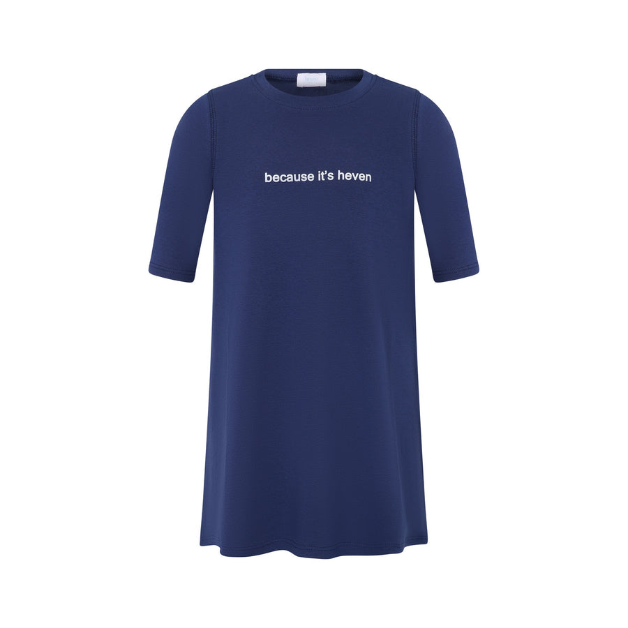 Royal Blue knee length cotton 3/4 sleeve kids T-shirt dress