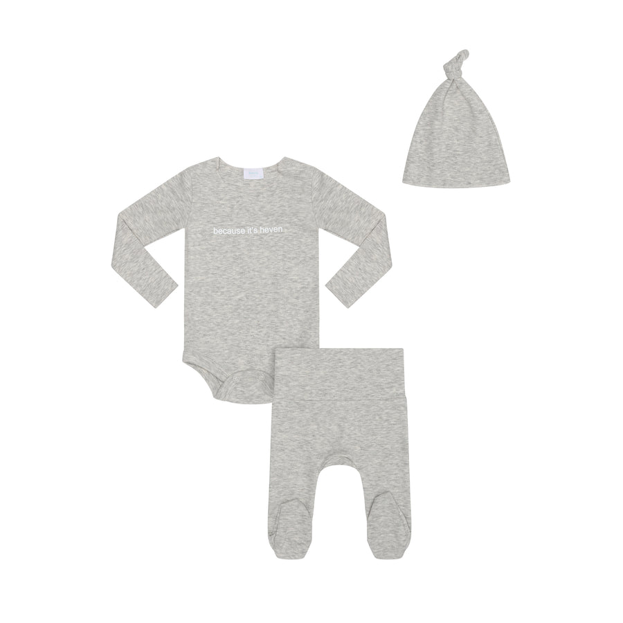 3 piece baby set in grey with hat