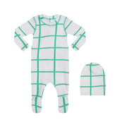 green and white baby/toddler footed sleeper