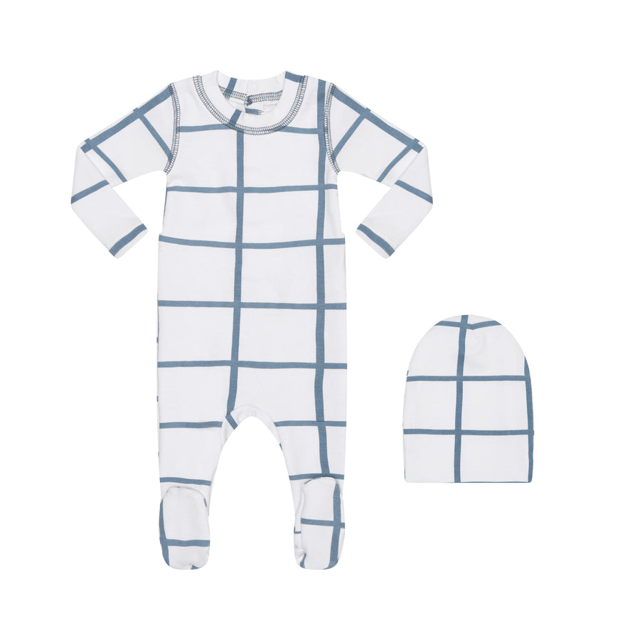 light-blue and white baby/toddler footed sleeper
