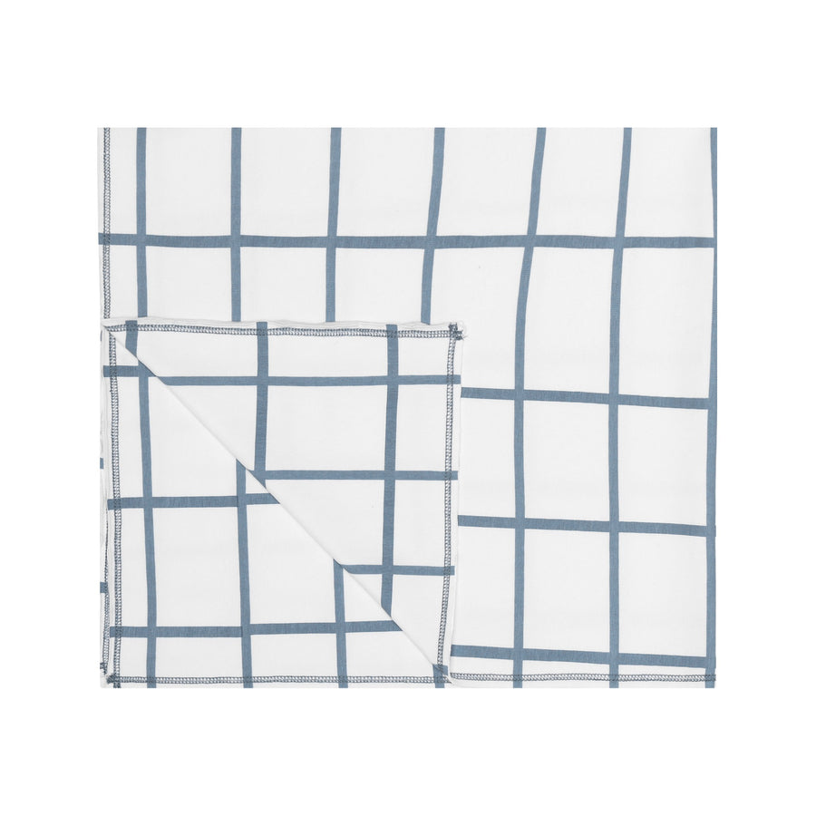 child size baby blanket - blue and white grid pattern