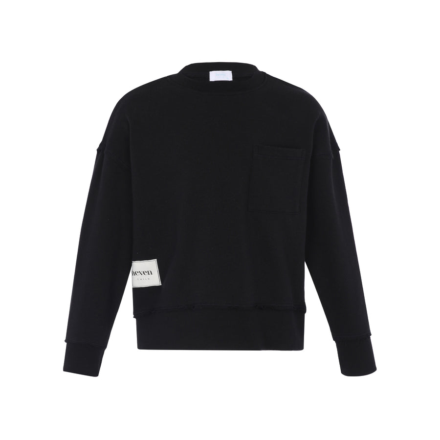 Black french terry sweatshirt with logo