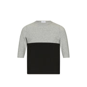 color block girls tee in light grey and black with 3/4 sleeve 