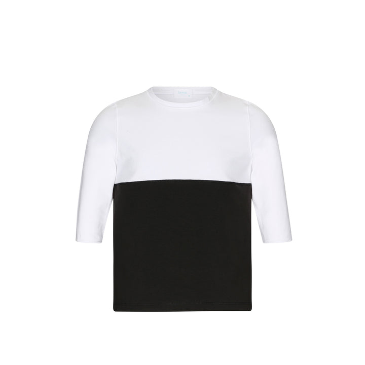 Girls color block white and black 3/4 sleeve tee